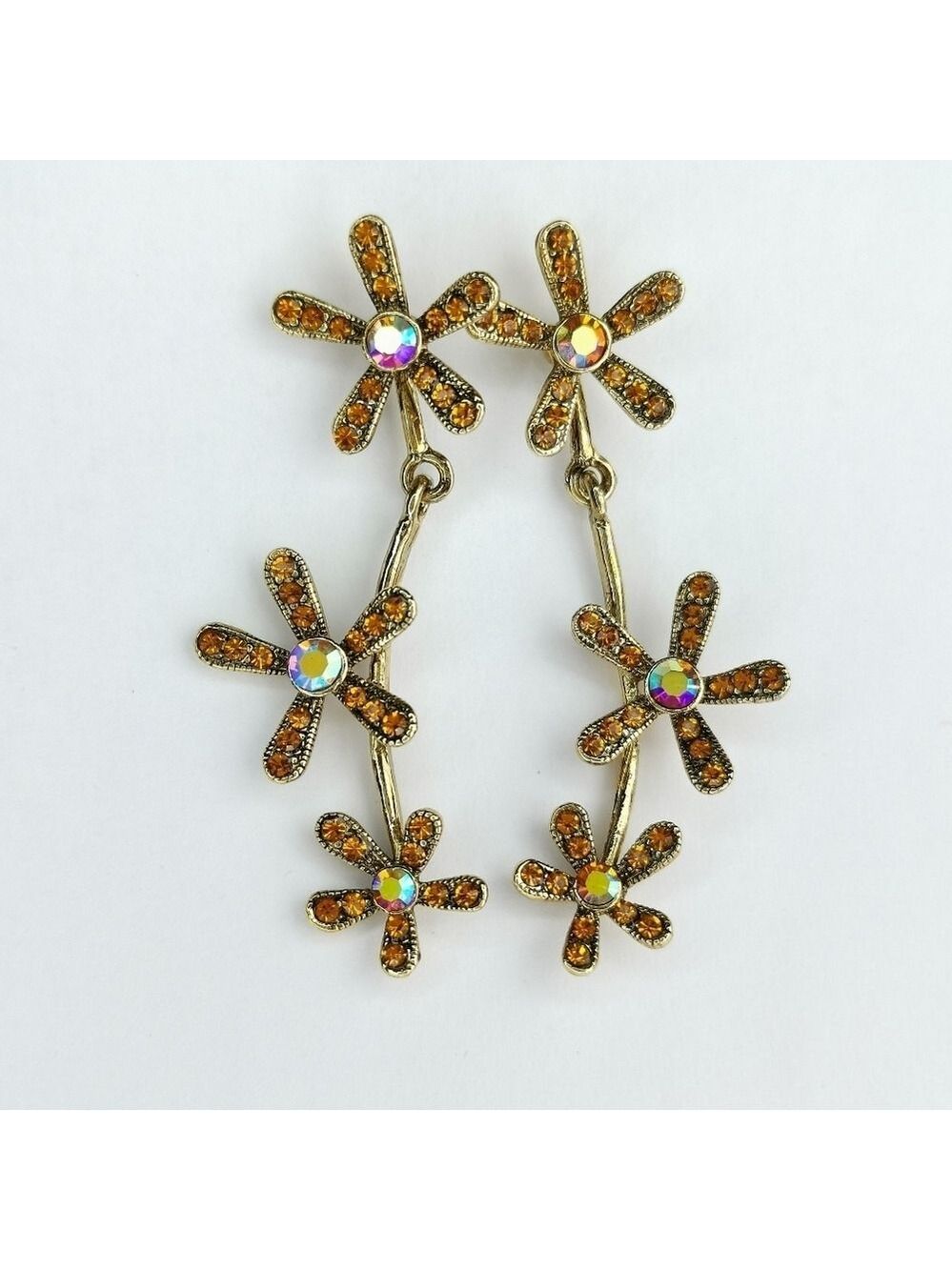 NWT Swarovski gold daisy flower Dangle earrings